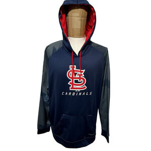 St Louis Cardinals Hoodie Mens 2XL Blue Therma Base Pullover Sweatshirt Majestic